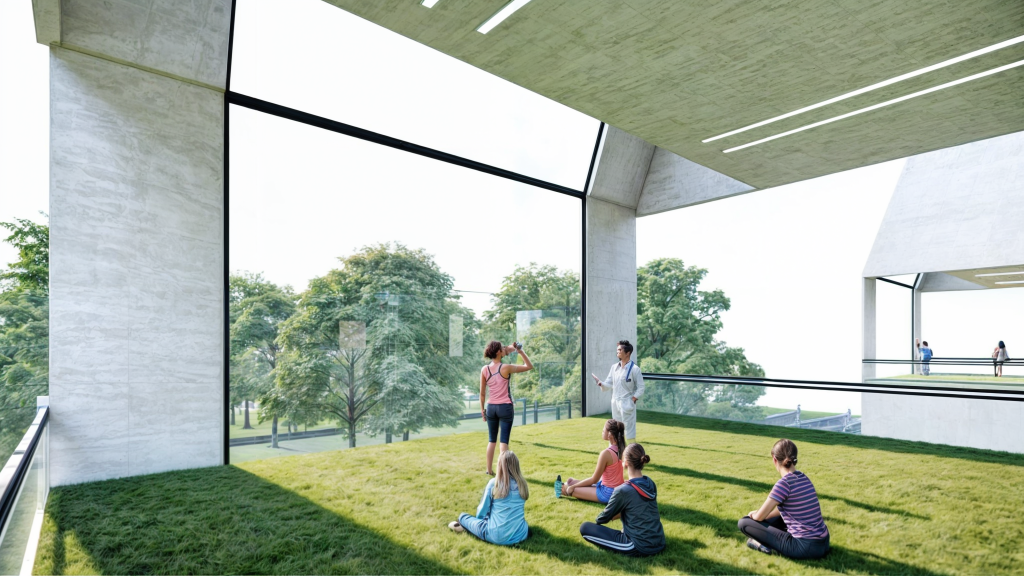 Naturally lit room with ample windows promoting well-being through neuroarchitecture.