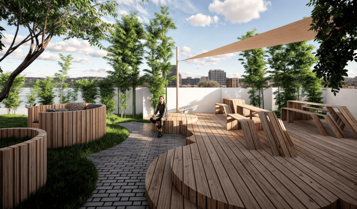 This image is taken from a 3D Rendering of a Rooftop