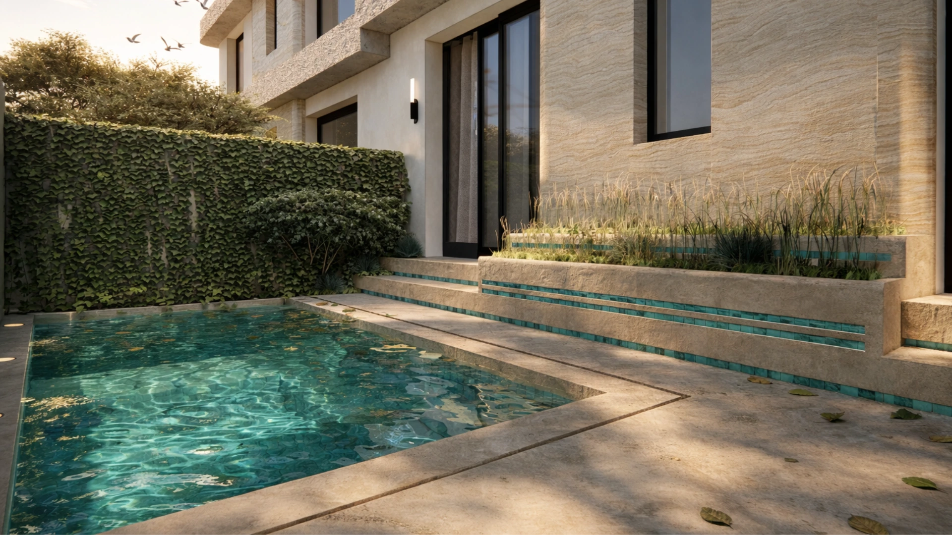 Modern banded villas at Achakar Gardens in Tangier featuring minimalist architecture, landscaped gardens, and private outdoor spaces.